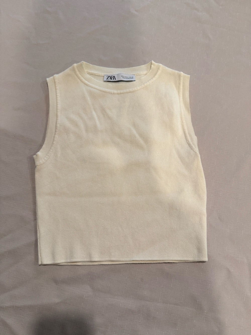 ZARA Light Cream Sleeveless Knit Tank